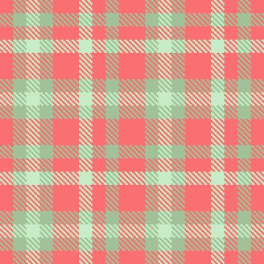 Desenli tartan ekosesinin arkaplan dokusunu kırmızı ve pastel renklerde kusursuz bir vektör tekstil dokusu ile kontrol et.