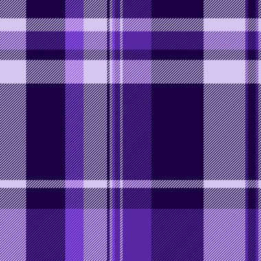 Koyu ve açık renklerde ekose dikişsiz denetim desenli tartan tekstil dokusunun arkaplan kumaşı vektörü.