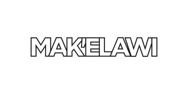 Etiyopya ambleminde baskı ve ağ için Makelawi. Tasarım, modern yazı tipinde cesur tipografiye sahip geometrik stil, vektör illüstrasyonuna sahiptir. Beyaz arkaplanda izole edilmiş grafiksel slogan harfleri.
