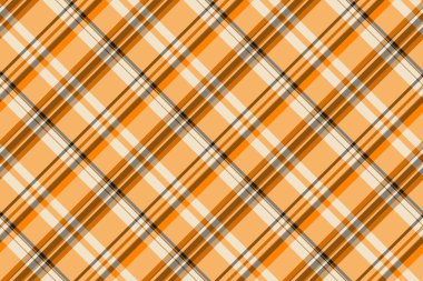 Kumaş ekose kontrolünün tekstil vektör dokusu turuncu ve açık renkli desensiz tartan arkaplanı ile.