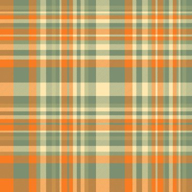 Pastel ve turuncu renklerde ekose desenli vektörsüz kumaşın tekstil kumaşı..