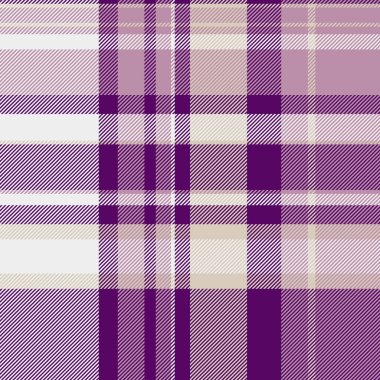 Arka plan vektör tekstil desenli tartan denetimi. Koyu mor ve pastel renklerde desensiz kumaş ekose..
