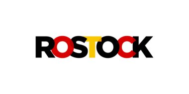 Rostock Deutschland, modern ve yaratıcı vektör illüstrasyon tasarımı. Almanya şehri seyahat afişleri, posterler, web ve kartpostallar için tasarlanmıştır..