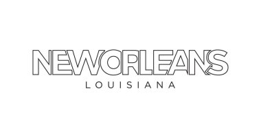 New Orleans, Louisiana, USA typography slogan design. America logo with graphic city lettering for print and web products.