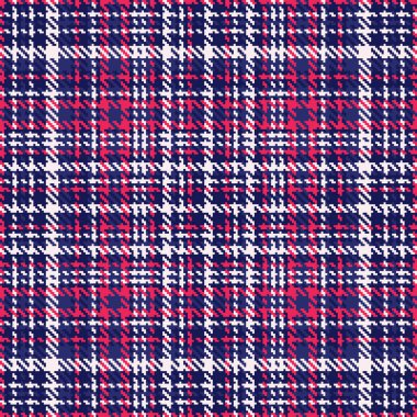 Mavi ve lavanta kırmızısı renklerde tartan desen vektör arka planına sahip kumaş denetim ekosesinin dokusuz dokusu.