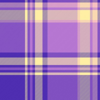 İndigo ve mor renklerde ekose dikişsiz arkaplanı olan tekstil kontrol örüntüsünün kumaş dokusu vektörü.