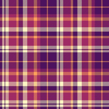 Mor ve pembe renklerde pürüzsüz kumaş arkaplan dokusu olan ekose kumaşın vektör tartanını kontrol et.