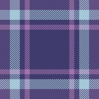 Kumaş vektör tartan desensiz ekoseli, çivit ve menekşe renklerinde tekstil kontrolü arka plan dokusu var..