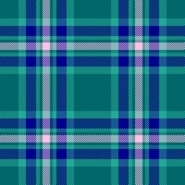 Ekose desenli kumaş kumaş ve gök mavisi renklerinde tekstil olmayan tartan vektör deseni.