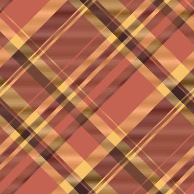 Kırmızı ve turuncu renklerde tekstil vektör tartan denetimi ile kusursuz ekoseli kumaş dokusu.