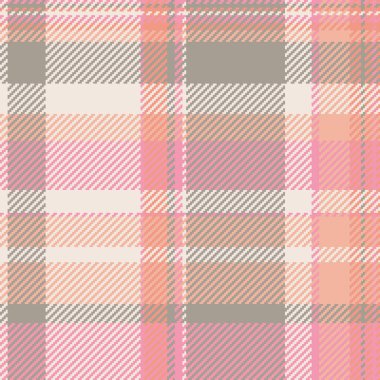 Tartan doku vektörünün tekstil arkaplanını kırmızı ve pastel renkli kumaşsız ekoseli desenle kontrol et.