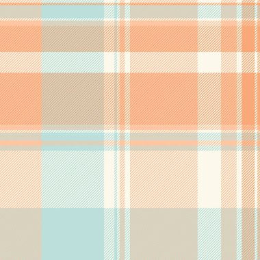 Tartan desenli turuncu ve deniz kabuğu renginde ekose kumaşlı özgeçmiş kontrolünün vektör kumaşı..