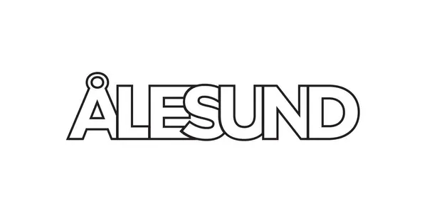 Alesund Emblema Noruega Para Impresión Web Diseño Presenta Estilo Geométrico — Vector de stock