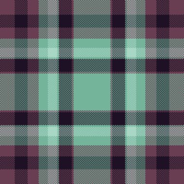 Doku tartan deseninin kusursuz ekoseli vektörü. Nane ve pembe renklerde tekstil arkaplan kumaşı..