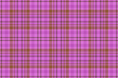 Dikensiz arkaplan vektörünün ekose kumaş ekseni, orkide ve menekşe renklerinde tekstil desen kontrolü.