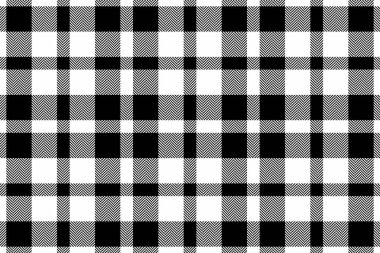 Beyaz ve siyah renklerde tartan arkaplanı olan kumaşın desen vektör ekoseli kumaşı.