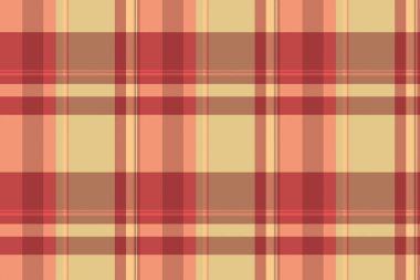 Desensiz vektörün ekose kumaşı. Kırmızı ve turuncu renklerde tekstil kontrolü var..