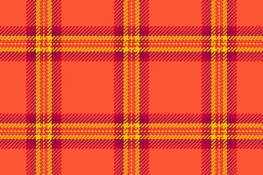 Ekose kumaş arka planının desensiz deseni ve kırmızı ve altın haşhaş renklerinde tekstil tartan denetimi..