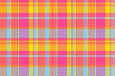 Pembe ve turuncu renklerde tartan tekstil kontrollü arka plan kumaş dokusunun vektör ekoseli..