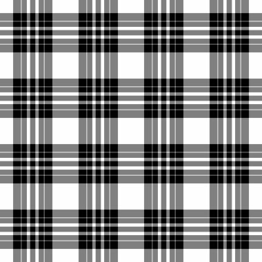 Ekose desenli gri ve beyaz renkli kumaşla kusursuz vektör kontrolünün arkaplan tekstili.