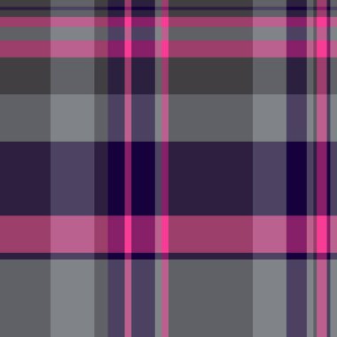 Ekose desenli arka plan ekose desenli kumaş vektör deseni. Pembe ve gri renklerde, dikdörtgen olmayan tekstil..