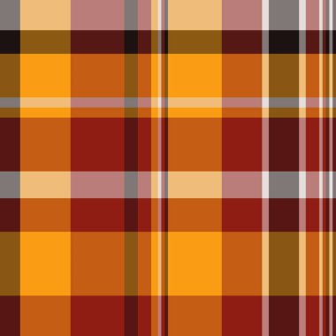 Kırmızı ve turuncu renkli ekose desenli vektör kontrolünün tartan kumaş arka planı.
