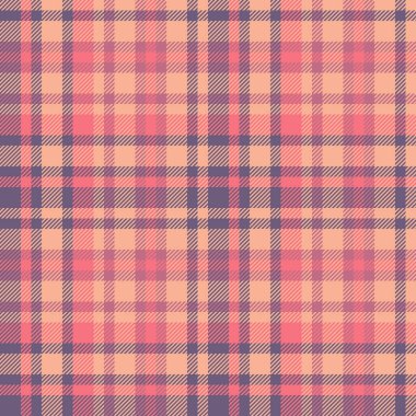 Arka plan ekoseli kumaşın tekstil dokusu vektör kontrol deseni kumaşı ile kırmızı ve turuncu renklerde..