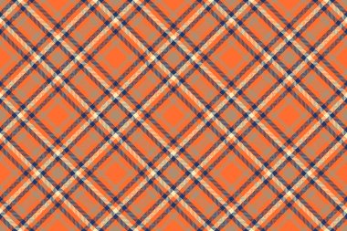 Arka plan kontrol kumaşının ekose desenli kumaşı turuncu ve mavi renklerde kusursuz tekstil dokusuna sahip..