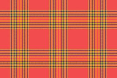 Ekoseli kumaş dokusunun kusursuz vektör tartanı. Kumaş desenini kırmızı ve mavi renklerde kontrol ediyor..