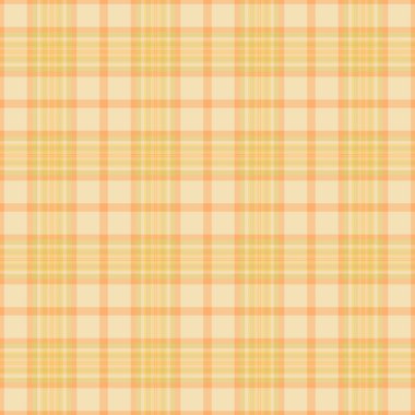 Kehribar ve turuncu renklerde ekose desenli vektör kumaş dokusu tekstil kontrolü.