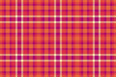 Pembe ve kırmızı renklerde tartan kumaş dokusuna sahip kusursuz arkaplan tekstili ekose vektör deseni.