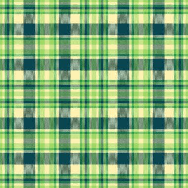 Yeşil ve açık renkli kusursuz tartan kumaş desenli tekstil kontrol arkaplanının doku vektör ekoseli.