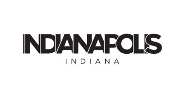 Indianapolis, Indiana, USA typography slogan design. America logo with graphic city lettering for print and web products.