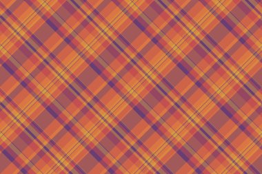 Turuncu ve kırmızı renklerde tekstil arkaplan kumaşına sahip dikdörtgen desenli ekoseli kumaş..