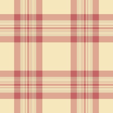 Açık ve turuncu renklerde desensiz tekstil arkaplanı olan tartan kontrol ekoseli kumaş vektör dokusu.