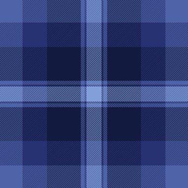 Tekstil denetiminin arkaplan desenli dokusu ekose tartan vektör kumaşı ile mavi ve koyu renklerde.