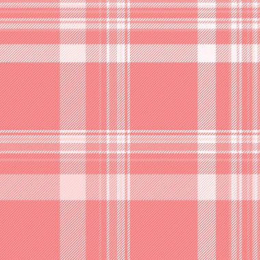 Kırmızı ve açık mercan renklerinde dikişsiz kumaş desenli tekstil dokusu vektörünün arkaplan tartan kontrolü.