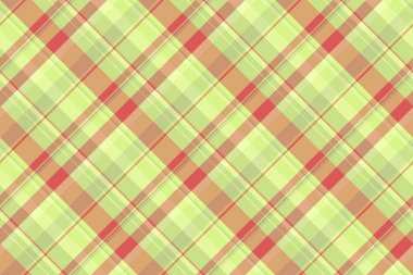 Kireç ve turuncu renklerde desen desenli tartan vektörlü arka plan kumaş tekstil ekoseli denetimi.