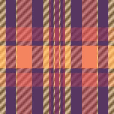 Ekose kumaşın kusursuz desenini kırmızı ve mor renklerde doku arka plan tekstil vektörüyle kontrol et.