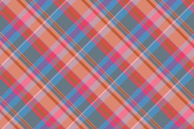 Kırmızı ve pastel renklerde ekose tartan tekstil ile arkaplan dokusu vektörünün kumaşsız deseni.