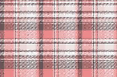 Desen vektörünün kumaş arkaplan ekoseli, pastel ve kırmızı renklerde desenli tartan tekstil kontrolü ile pürüzsüz.