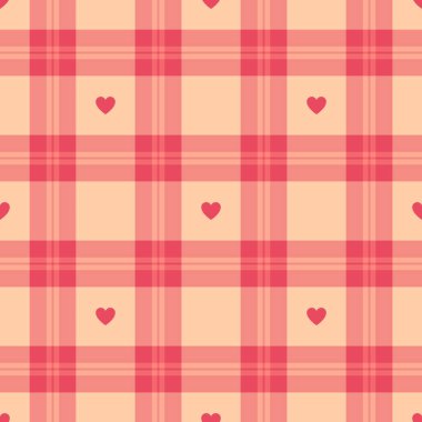 Kalıplı tekstil vektörü kırmızı ve turuncu renklerde olan kusursuz dokunun kumaş tartan arkaplanı.