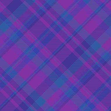 Tartan tekstil ekoseli arkaplan kumaşı mavi ve mor renkli doku kontrol vektör deseni ile.