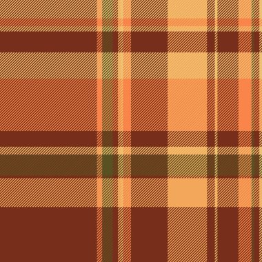 Tekstil dokusunun arka plan vektör deseni. Kırmızı ve turuncu renklerde ekoseli tartan..