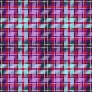 Ekose arkaplanının desen dokusu vektörü. Mor ve kırmızı renklerde, dikdörtgen kumaştan yapılma..