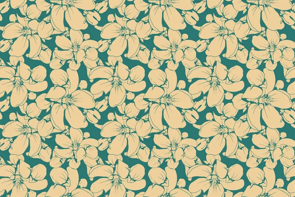 Floral Pattern Seamless Background Foliage Flower Wallpaper Design Nature Vector — Vector de stock