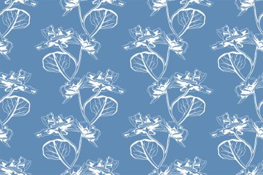 Floral pattern seamless background. Foliage and flower wallpaper design of nature. Vector illustration.