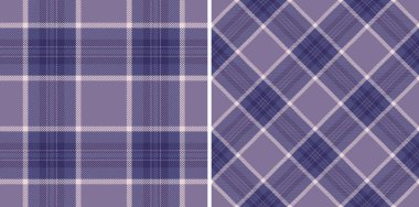 Tartan dikişsiz arkaplanlı ekose kumaş ve şablon vektör dokusunu kontrol et. Lüks yatak çarşafları için gece renklerinde ayarlanmış..