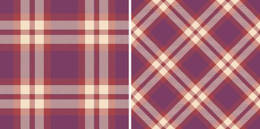 Ekose desenli kumaşın kusursuz arkaplan tekstili. Kumaş vektör kontrol dokusu ılık renklerde ayarlanmış..