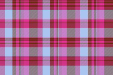 Arka plan deseninin kusursuz ekose kumaşı vektör deseni ile birlikte pembe ve açık renkli tekstil kontrolü.